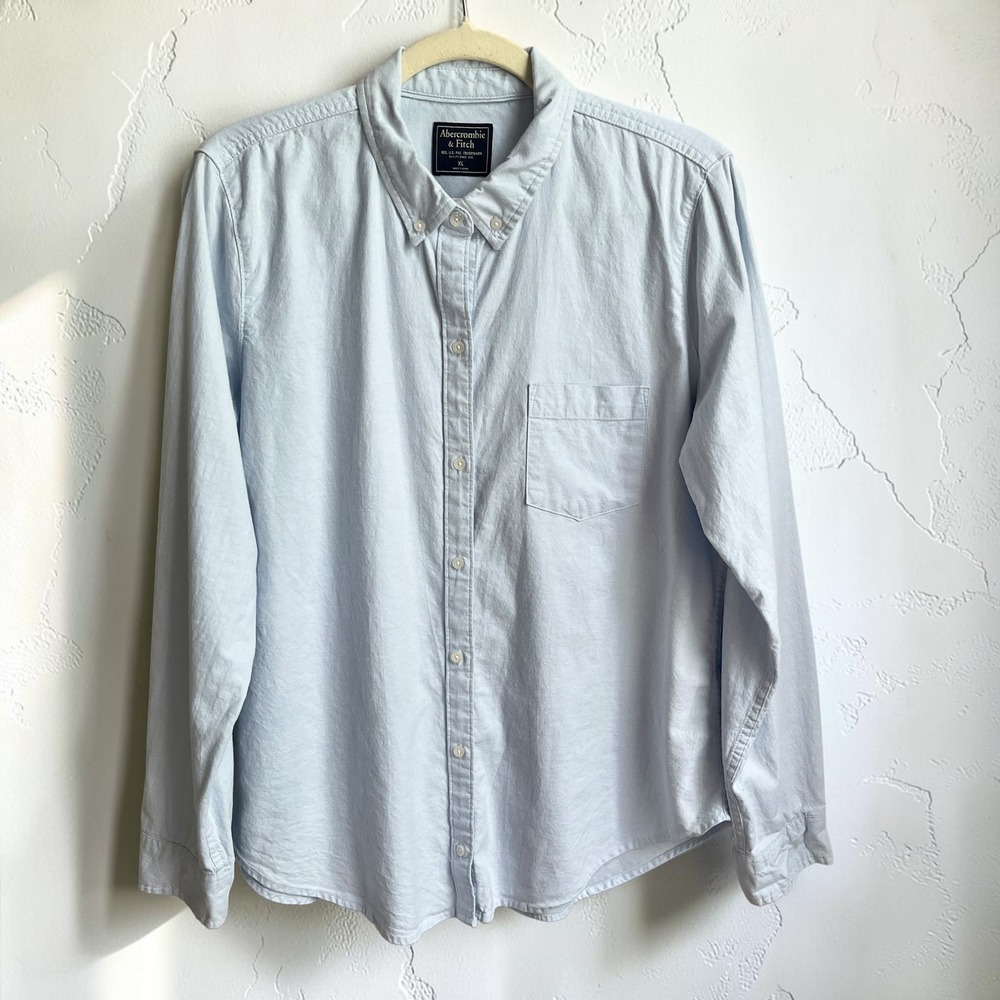 Abercrombie & Fitch Oxford Button Down Shirt Women's XL Light Blue Preppy Top